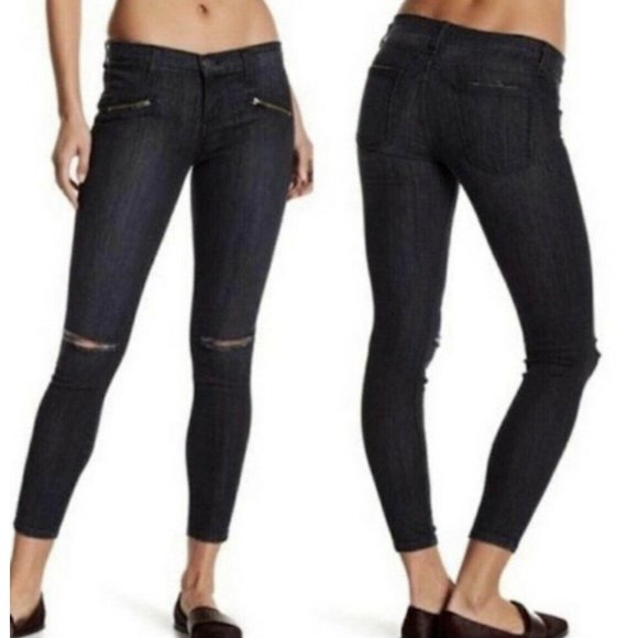 CURRENT/ELLIOTT Soho Stiletto Caliber Destroyed Jeans Gray Zip Pockets Size 26‎ - Picture 1 of 10